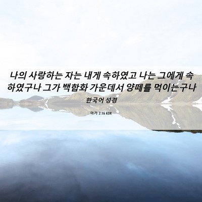 Picture 06 - 아가 2:16 KOR - 나의 사랑하는 자는 내게 속하였고 - Bible Verse Picture