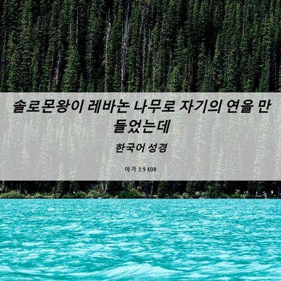Picture 06 - 아가 3:9 KOR - 솔로몬왕이 레바논 나무로 자기의 - Bible Verse Picture