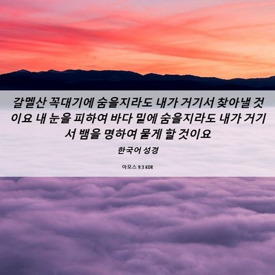Picture 06 - 아모스 9:3 KOR - 갈멜산 꼭대기에 숨을지라도 내가 - Bible Verse Picture