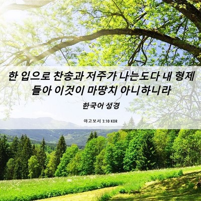 Picture 06 - 야고보서 3:10 KOR - 한 입으로 찬송과 저주가 나는도다 - Bible Verse Picture
