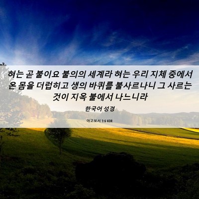 Picture 06 - 야고보서 3:6 KOR - 혀는 곧 불이요 불의의 세계라 혀는 - Bible Verse Picture