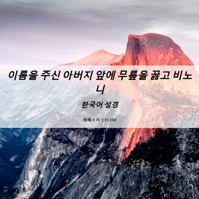 Picture 06 - 에베소서 3:15 KOR - 이름을 주신 아버지 앞에 무릎을 - Bible Verse Picture