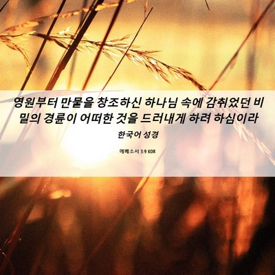 Picture 06 - 에베소서 3:9 KOR - 영원부터 만물을 창조하신 하나님 - Bible Verse Picture