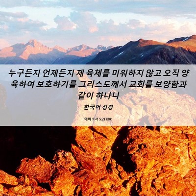Picture 06 - 에베소서 5:29 KOR - 누구든지 언제든지 제 육체를 - Bible Verse Picture