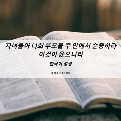 Picture 06 - 에베소서 6:1 KOR - 자녀들아 너희 부모를 주 안에서 - Bible Verse Picture