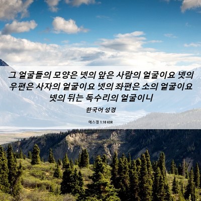 Picture 06 - 에스겔 1:10 KOR - 그 얼굴들의 모양은 넷의 앞은 - Bible Verse Picture