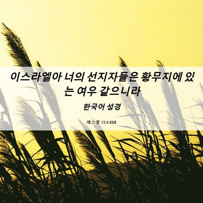 Picture 06 - 에스겔 13:4 KOR - 이스라엘아 너의 선지자들은 - Bible Verse Picture