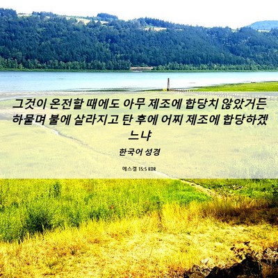 Picture 06 - 에스겔 15:5 KOR - 그것이 온전할 때에도 아무 제조에 - Bible Verse Picture