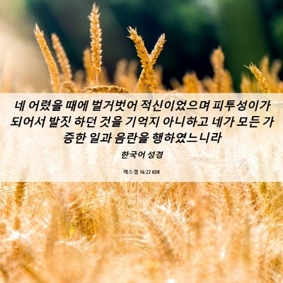 Picture 06 - 에스겔 16:22 KOR - 네 어렸을 때에 벌거벗어 - Bible Verse Picture