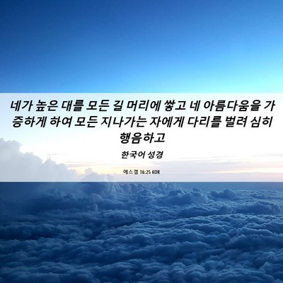 Picture 06 - 에스겔 16:25 KOR - 네가 높은 대를 모든 길 머리에 쌓고 - Bible Verse Picture