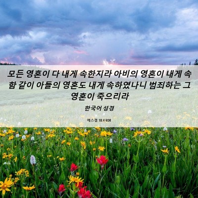 Picture 06 - 에스겔 18:4 KOR - 모든 영혼이 다 내게 속한지라 - Bible Verse Picture