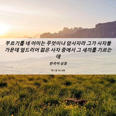 Picture 06 - 에스겔 19:2 KOR - 부르기를 네 어미는 무엇이냐 - Bible Verse Picture