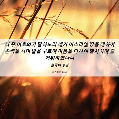 Picture 06 - 에스겔 25:6 KOR - 나 주 여호와가 말하노라 네가 - Bible Verse Picture