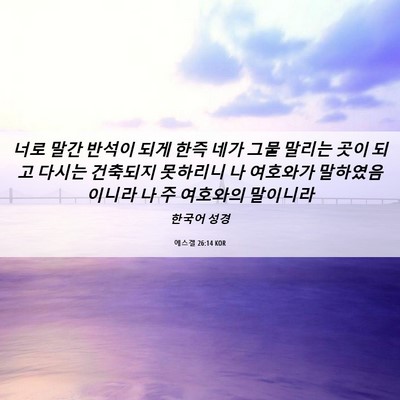 Picture 06 - 에스겔 26:14 KOR - 너로 말간 반석이 되게 한즉 네가 - Bible Verse Picture