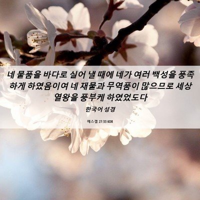 Picture 06 - 에스겔 27:33 KOR - 네 물품을 바다로 실어 낼 때에 네가 - Bible Verse Picture