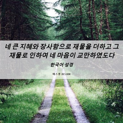 Picture 06 - 에스겔 28:5 KOR - 네 큰 지혜와 장사함으로 재물을 - Bible Verse Picture