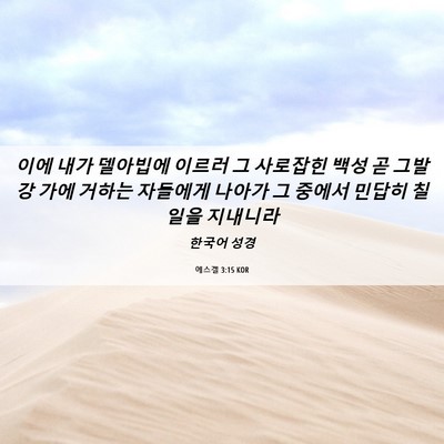 Picture 06 - 에스겔 3:15 KOR - 이에 내가 델아빕에 이르러 그 - Bible Verse Picture