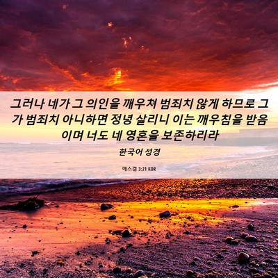 Picture 06 - 에스겔 3:21 KOR - 그러나 네가 그 의인을 깨우쳐 - Bible Verse Picture