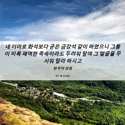 Picture 06 - 에스겔 3:9 KOR - 네 이마로 화석보다 굳은 금강석 - Bible Verse Picture
