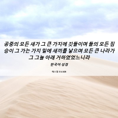 Picture 06 - 에스겔 31:6 KOR - 공중의 모든 새가 그 큰 가지에 - Bible Verse Picture