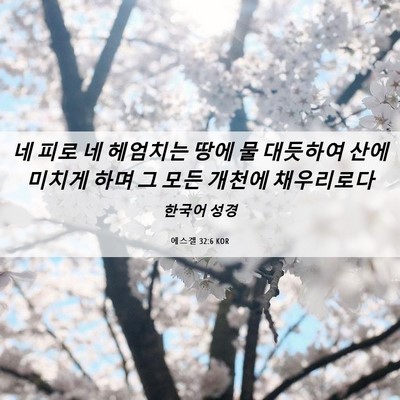 Picture 06 - 에스겔 32:6 KOR - 네 피로 네 헤엄치는 땅에 물 - Bible Verse Picture