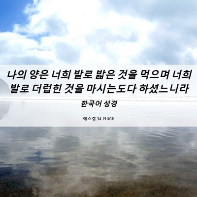 Picture 06 - 에스겔 34:19 KOR - 나의 양은 너희 발로 밟은 것을 - Bible Verse Picture