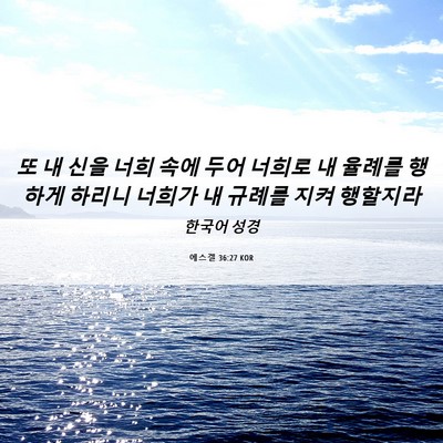 Picture 06 - 에스겔 36:27 KOR - 또 내 신을 너희 속에 두어 너희로 내 - Bible Verse Picture