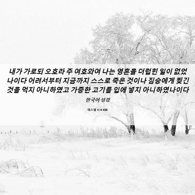 Picture 06 - 에스겔 4:14 KOR - 내가 가로되 오호라 주 여호와여 - Bible Verse Picture