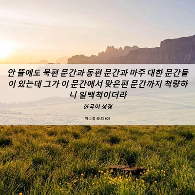 Picture 06 - 에스겔 40:23 KOR - 안 뜰에도 북편 문간과 동편 문간과 - Bible Verse Picture