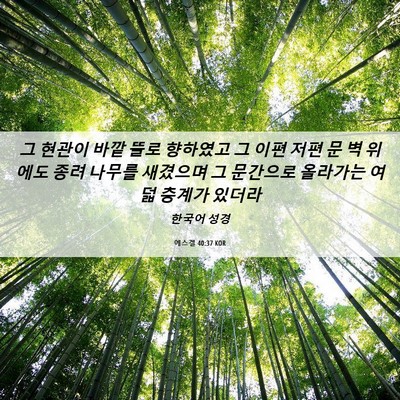 Picture 06 - 에스겔 40:37 KOR - 그 현관이 바깥 뜰로 향하였고 그 - Bible Verse Picture