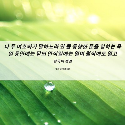 Picture 06 - 에스겔 46:1 KOR - 나 주 여호와가 말하노라 안 뜰 - Bible Verse Picture