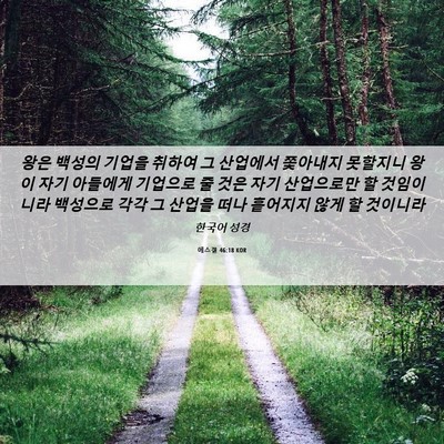 Picture 06 - 에스겔 46:18 KOR - 왕은 백성의 기업을 취하여 그 - Bible Verse Picture