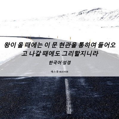 Picture 06 - 에스겔 46:8 KOR - 왕이 올 때에는 이 문 현관을 통하여 - Bible Verse Picture