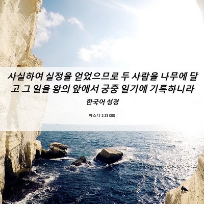 Picture 06 - 에스더 2:23 KOR - 사실하여 실정을 얻었으므로 두 - Bible Verse Picture