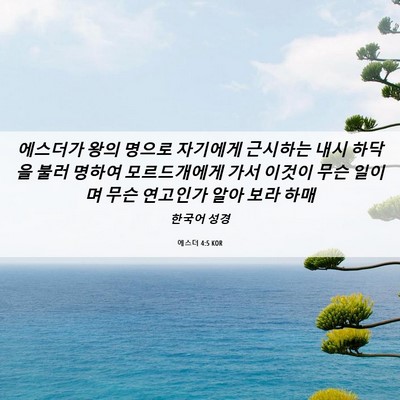 Picture 06 - 에스더 4:5 KOR - 에스더가 왕의 명으로 자기에게 - Bible Verse Picture