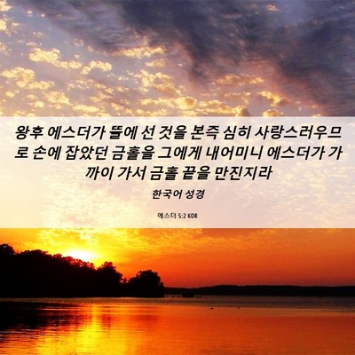 Picture 06 - 에스더 5:2 KOR - 왕후 에스더가 뜰에 선 것을 본즉 - Bible Verse Picture