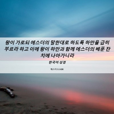 Picture 06 - 에스더 5:5 KOR - 왕이 가로되 에스더의 말한대로 - Bible Verse Picture