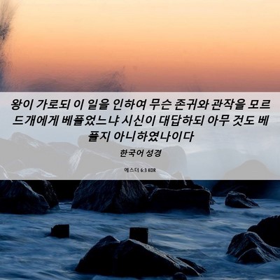Picture 06 - 에스더 6:3 KOR - 왕이 가로되 이 일을 인하여 무슨 - Bible Verse Picture