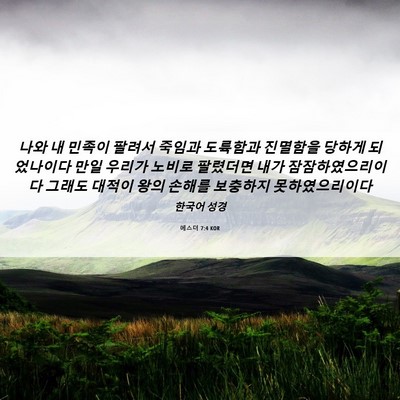 Picture 06 - 에스더 7:4 KOR - 나와 내 민족이 팔려서 죽임과 - Bible Verse Picture