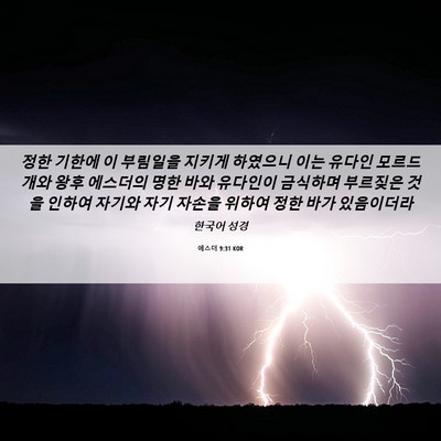 Picture 06 - 에스더 9:31 KOR - 정한 기한에 이 부림일을 지키게 - Bible Verse Picture