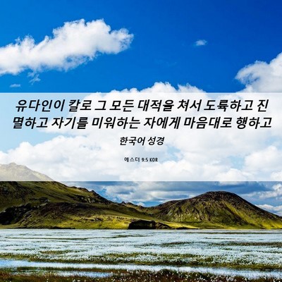 Picture 06 - 에스더 9:5 KOR - 유다인이 칼로 그 모든 대적을 쳐서 - Bible Verse Picture