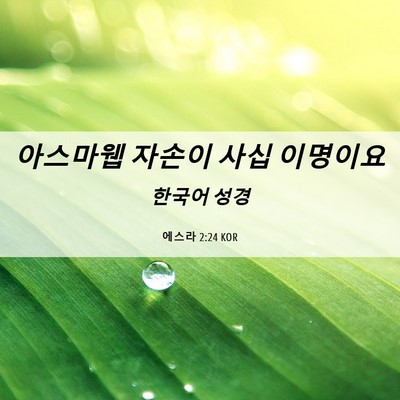 Picture 06 - 에스라 2:24 KOR - 아스마웹 자손이 사십 - Bible Verse Picture