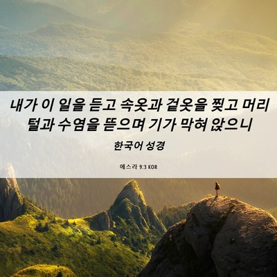 Picture 06 - 에스라 9:3 KOR - 내가 이 일을 듣고 속옷과 겉옷을 - Bible Verse Picture
