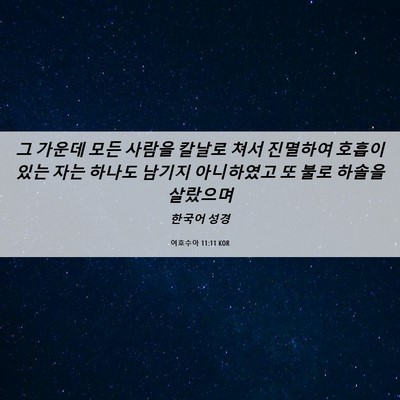 Picture 06 - 여호수아 11:11 KOR - 그 가운데 모든 사람을 칼날로 쳐서 - Bible Verse Picture