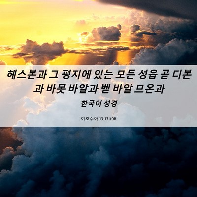 Picture 06 - 여호수아 13:17 KOR - 헤스본과 그 평지에 있는 모든 성읍 - Bible Verse Picture
