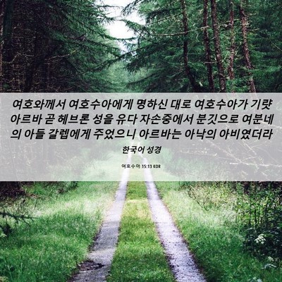 Picture 06 - 여호수아 15:13 KOR - 여호와께서 여호수아에게 명하신 - Bible Verse Picture