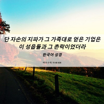 Picture 06 - 여호수아 19:48 KOR - 단 자손의 지파가 그 가족대로 얻은 - Bible Verse Picture