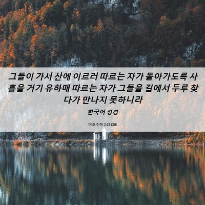 Picture 06 - 여호수아 2:22 KOR - 그들이 가서 산에 이르러 따르는 - Bible Verse Picture