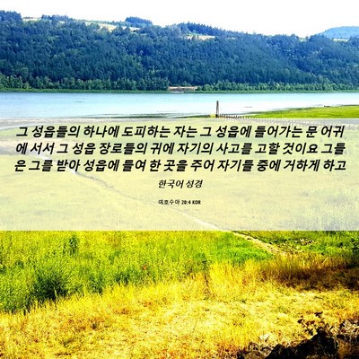 Picture 06 - 여호수아 20:4 KOR - 그 성읍들의 하나에 도피하는 자는 - Bible Verse Picture