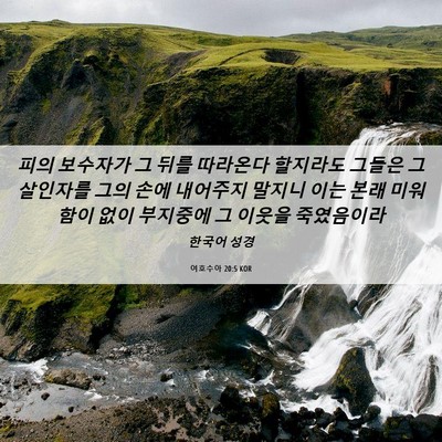 Picture 06 - 여호수아 20:5 KOR - 피의 보수자가 그 뒤를 따라온다 - Bible Verse Picture